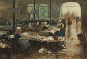 Lionel Walden The Fish Market, oil painting
